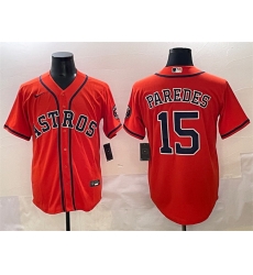 Men Houston Astros 15 Isaac Paredes Orange Cool Base Stitched Baseball Jersey