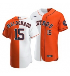 Men Houston Astros 15 Martin Maldonado Split White Orange Two Tone Jersey Men Houston Astros 15 Martin Maldonado Split White Orange Two Tone Jersey