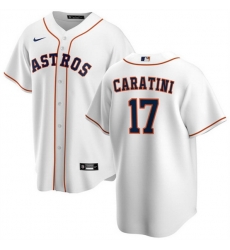Men Houston Astros 17 Victor Caratini White Cool Base Stitched Baseball Jersey Men Houston Astros 17 Victor Caratini White Cool Base Stitched Baseball Jersey