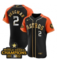 Men Houston Astros 2 Alex Bregman 2023 Black Gold V2 Alternate Flex Base Stitched Baseball Jersey Men Houston Astros 2 Alex Bregman 2023 Black Gold V2 Alternate Flex Base Stitched Baseball Jersey