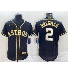 Men Houston Astros 2 Alex Bregman Black Gold Flex Base Stitched Jersey Men Houston Astros 2 Alex Bregman Black Gold Flex Base Stitched Jersey