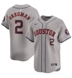 Men Houston Astros 2 Alex Bregman Grey 2024 Away Limited Stitched Baseball Jersey Men Houston Astros 2 Alex Bregman Grey 2024 Away Limited Stitched Baseball Jersey