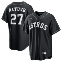 Men Houston Astros 27 Jose Altuve Black Lights Out Limited Stitched Baseball Jersey