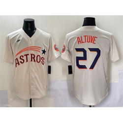 Men Houston Astros 27 Jose Altuve Cream Throwback Cooperstown Collection Limited Stitched Baseball Jersey