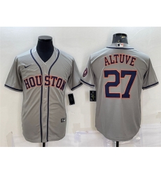 Men Houston Astros 27 Jose Altuve Grey With Patch Cool Base Stitched Jersey Men Houston Astros 27 Jose Altuve Grey With Patch Cool Base Stitched Jersey