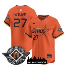 Men Houston Astros 27 Jose Altuve Orange 2025 City Connect Limited Stitched Baseball Jersey Men Houston Astros 27 Jose Altuve Orange 2025 City Connect Limited Stitched Baseball Jersey