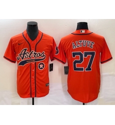 Men Houston Astros 27 Jose Altuve Orange With Patch Cool Base Stitched Baseball Jersey Men Houston Astros 27 Jose Altuve Orange With Patch Cool Base Stitched Baseball Jersey