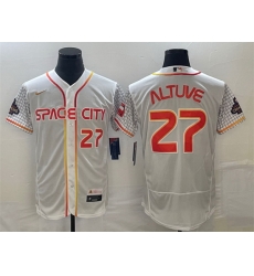 Men Houston Astros 27 Jose Altuve White With 2022 World Serise Champions Patch Stitched Baseball Jersey Men Houston Astros 27 Jose Altuve White With 2022 World Serise Champions Patch Stitched Baseball Jersey