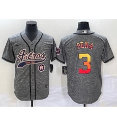 Men Houston Astros 3 Jeremy Pena Gray With Patch Cool Base Stitched Baseball Jersey Men Houston Astros 3 Jeremy Pena Gray With Patch Cool Base Stitched Baseball Jersey
