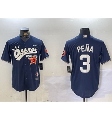 Men Houston Astros 3 Jeremy Pena Navy Cactus Jack Style Vapor Premier Limited Stitched Baseball Jersey Men Houston Astros 3 Jeremy Pena Navy Cactus Jack Style Vapor Premier Limited Stitched Baseball Jersey