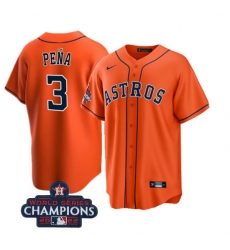 Men Houston Astros 3 Jeremy Pena Orange 2022 World Series Champions Cool Base Stitched Baseball Jersey Men Houston Astros 3 Jeremy Pena Orange 2022 World Series Champions Cool Base Stitched Baseball Jersey