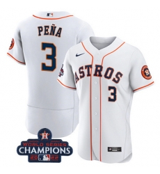 Men Houston Astros 3 Jeremy Pena White 2022 World Series Champions Flex Base Stitched Baseball Jersey Men Houston Astros 3 Jeremy Pena White 2022 World Series Champions Flex Base Stitched Baseball Jersey
