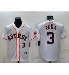 Men Houston Astros 3 Jeremy Pena White With Patch Cool Base Stitched Jersey Men Houston Astros 3 Jeremy Pena White With Patch Cool Base Stitched Jersey