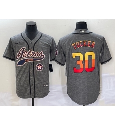 Men Houston Astros 30 Kyle Tucker Gray With Patch Cool Base Stitched Baseball Jersey Men Houston Astros 30 Kyle Tucker Gray With Patch Cool Base Stitched Baseball Jersey