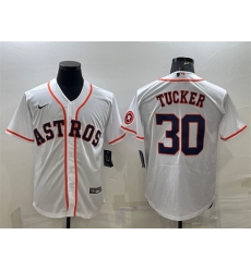 Men Houston Astros 30 Kyle Tucker White With Patch Cool Base Stitched Jersey Men Houston Astros 30 Kyle Tucker White With Patch Cool Base Stitched Jersey