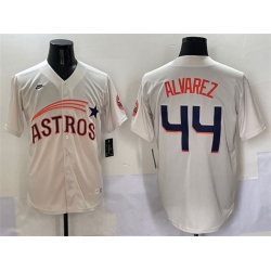 Men Houston Astros 44 Yordan Alvarez Cream Throwback Cooperstown Collection Limited Stitched Baseball Jersey