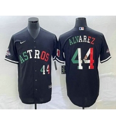 Men Houston Astros 44 Yordan Alvarez Number Mexico Black Cool Base Stitched Baseball Jersey Men Houston Astros 44 Yordan Alvarez Number Mexico Black Cool Base Stitched Baseball Jersey