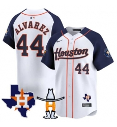Men Houston Astros 44 Yordan Alvarez White Navy Premier Patch Cool Base Stitched Baseball Jersey Men Houston Astros 44 Yordan Alvarez White Navy Premier Patch Cool Base Stitched Baseball Jersey