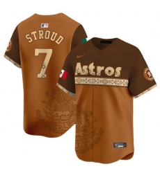 Men Houston Astros 7 C J Stroud Brown Mexico Vapor Baseball Jersey Men Houston Astros 7 C J Stroud Brown Mexico Vapor Baseball Jersey