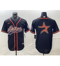 Men Houston Astros Black Team Big Logo With Patch Cool Base Stitched Baseball Jersey 2 Men Houston Astros Black Team Big Logo With Patch Cool Base Stitched Baseball Jersey 2