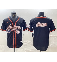 Men Houston Astros Black Team Big Logo With Patch Cool Base Stitched Baseball Jersey 7 Men Houston Astros Black Team Big Logo With Patch Cool Base Stitched Baseball Jersey 7
