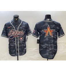 Men Houston Astros Blank Gray Camo With Patch Cool Base Stitched Baseball Jersey 9 Men Houston Astros Blank Gray Camo With Patch Cool Base Stitched Baseball Jersey 9