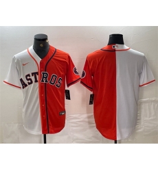 Men Houston Astros Blank White Orange Split With Patch Cool Base Stitched Baseball Jerseys Men Houston Astros Blank White Orange Split With Patch Cool Base Stitched Baseball Jerseys
