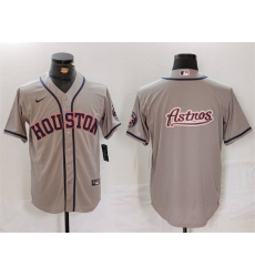 Men Houston Astros Gray Team Big Logo With Patch Cool Base Stitched Baseball Jersey 3 Men Houston Astros Gray Team Big Logo With Patch Cool Base Stitched Baseball Jersey 3