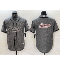Men Houston Astros Grey Team Big Logo With Patch Cool Base Stitched Baseball Jersey 3 Men Houston Astros Grey Team Big Logo With Patch Cool Base Stitched Baseball Jersey 3