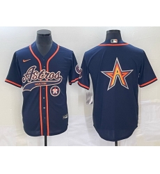 Men Houston Astros Navy Team Big Logo With Patch Cool Base Stitched Baseball Jersey 3 Men Houston Astros Navy Team Big Logo With Patch Cool Base Stitched Baseball Jersey 3