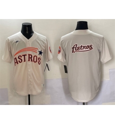 Men Houston Astros Team Big Logo Cream Throwback Cooperstown Collection Limited Stitched Baseball Jersey 003