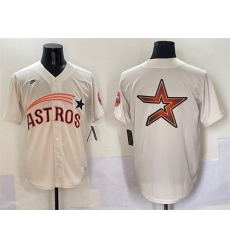Men Houston Astros Team Big Logo Cream Throwback Cooperstown Collection Limited Stitched Baseball Jersey 004