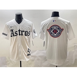 Men Houston Astros Team Big Logo White Gothic  27Houston Born Barrio Raised 27 Limited Stitched Baseball Jersey 002