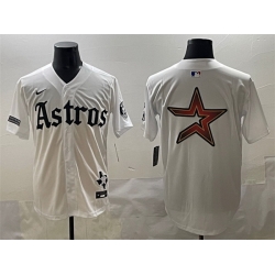 Men Houston Astros Team Big Logo White Gothic  27Houston Born Barrio Raised 27 Limited Stitched Baseball Jersey 003