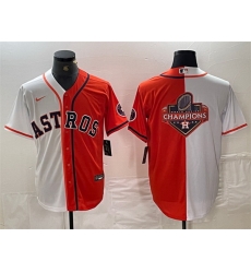 Men Houston Astros White Orange Split Team Big Logo With Patch Cool Base Stitched Baseball Jerseys Men Houston Astros White Orange Split Team Big Logo With Patch Cool Base Stitched Baseball Jerseys