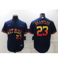 Men's Houston Astros #23 Michael Brantley Number Navy Blue Rainbow Stitched MLB Cool Base Nike Jersey Men's Houston Astros #23 Michael Brantley Number Navy Blue Rainbow Stitched MLB Cool Base Nike Jersey