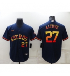 Men's Houston Astros #27 Jose Altuve Number Navy Blue Rainbow Stitched MLB Cool Base Nike Jersey Men's Houston Astros #27 Jose Altuve Number Navy Blue Rainbow Stitched MLB Cool Base Nike Jersey