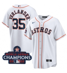 Men's Houston Astros #35 Justin Verlander White 2022 World Series Champions Home Stitched Baseball Jersey Men's Houston Astros #35 Justin Verlander White 2022 World Series Champions Home Stitched Baseball Jersey