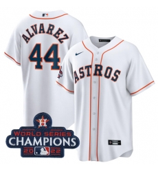Men's Houston Astros #44 Yordan Alvarez White 2022 World Series Champions Home Stitched Baseball Jersey Men's Houston Astros #44 Yordan Alvarez White 2022 World Series Champions Home Stitched Baseball Jersey