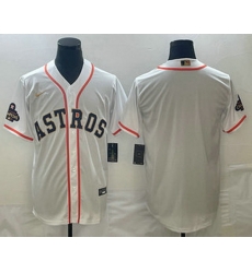 Men's Houston Astros Blank 2023 White Gold World Serise Champions Patch Cool Base Stitched Jersey Men's Houston Astros Blank 2023 White Gold World Serise Champions Patch Cool Base Stitched Jersey