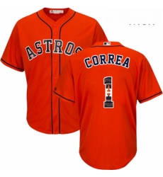 Mens Majestic Houston Astros 1 Carlos Correa Authentic Orange Team Logo Fashion Cool Base MLB Jersey Mens Majestic Houston Astros 1 Carlos Correa Authentic Orange Team Logo Fashion Cool Base MLB Jersey