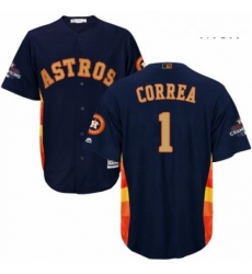 Mens Majestic Houston Astros 1 Carlos Correa Replica Navy Blue Alternate 2018 Gold Program Cool Base MLB Jersey Mens Majestic Houston Astros 1 Carlos Correa Replica Navy Blue Alternate 2018 Gold Program Cool Base MLB Jersey