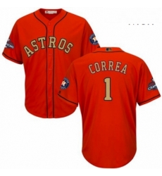 Mens Majestic Houston Astros 1 Carlos Correa Replica Orange Alternate 2018 Gold Program Cool Base MLB Jersey Mens Majestic Houston Astros 1 Carlos Correa Replica Orange Alternate 2018 Gold Program Cool Base MLB Jersey