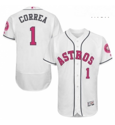 Mens Majestic Houston Astros 1 Carlos Correa Replica White 2016 Mothers Day Cool Base MLB Jersey Mens Majestic Houston Astros 1 Carlos Correa Replica White 2016 Mothers Day Cool Base MLB Jersey