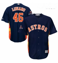 Mens Majestic Houston Astros 46 Francisco Liriano Replica Navy Blue Alternate 2017 World Series Champions Cool Base MLB Jersey Mens Majestic Houston Astros 46 Francisco Liriano Replica Navy Blue Alternate 2017 World Series Champions Cool Base MLB Jersey