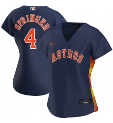 Houston Astros 4 George Springer Nike Women Alternate 2020 MLB Player Jersey Navy Houston Astros 4 George Springer Nike Women Alternate 2020 MLB Player Jersey Navy