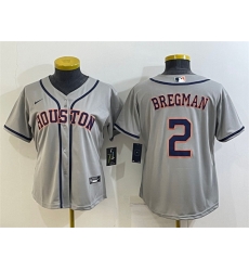 Women Houston Astros 2 Alex Bregman Gray Cool Base Stitched Baseball Jerseys Women Houston Astros 2 Alex Bregman Gray Cool Base Stitched Baseball Jerseys