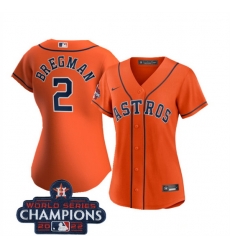 Women Houston Astros 2 Alex Bregman Orange 2022 World Series Champions Cool Base Stitched Baseball Jersey Women Houston Astros 2 Alex Bregman Orange 2022 World Series Champions Cool Base Stitched Baseball Jersey