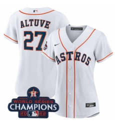 Women Houston Astros 27 Jose Altuve White 2022 World Series Champions Cool Base Stitched Baseball Jersey Women Houston Astros 27 Jose Altuve White 2022 World Series Champions Cool Base Stitched Baseball Jersey