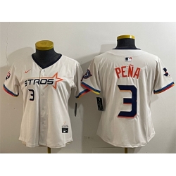 Women Houston Astros 3 Jeremy Pena Cream 2025 City Connect With Texas Patch Limited Stitched Baseball Jersey